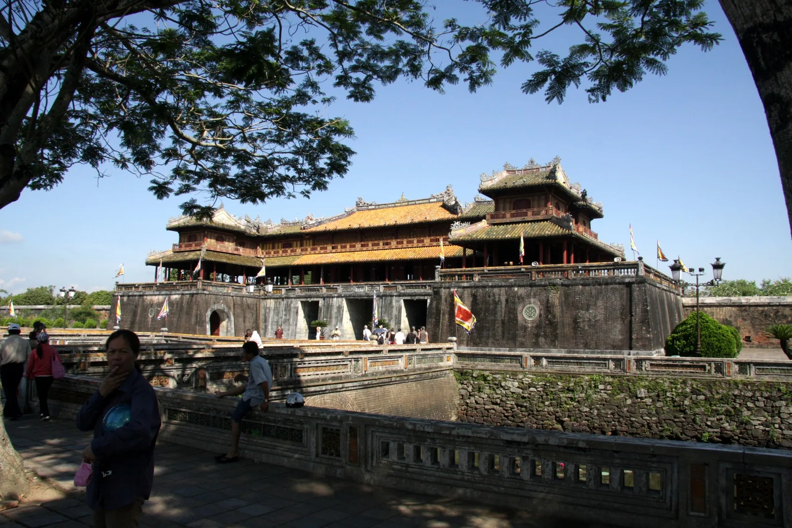 Ngo Mon Gate's fortified walls and tiered pavilion rise above the moat at the Hue Imperial City.